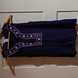 Navy Embroidered Tank Top